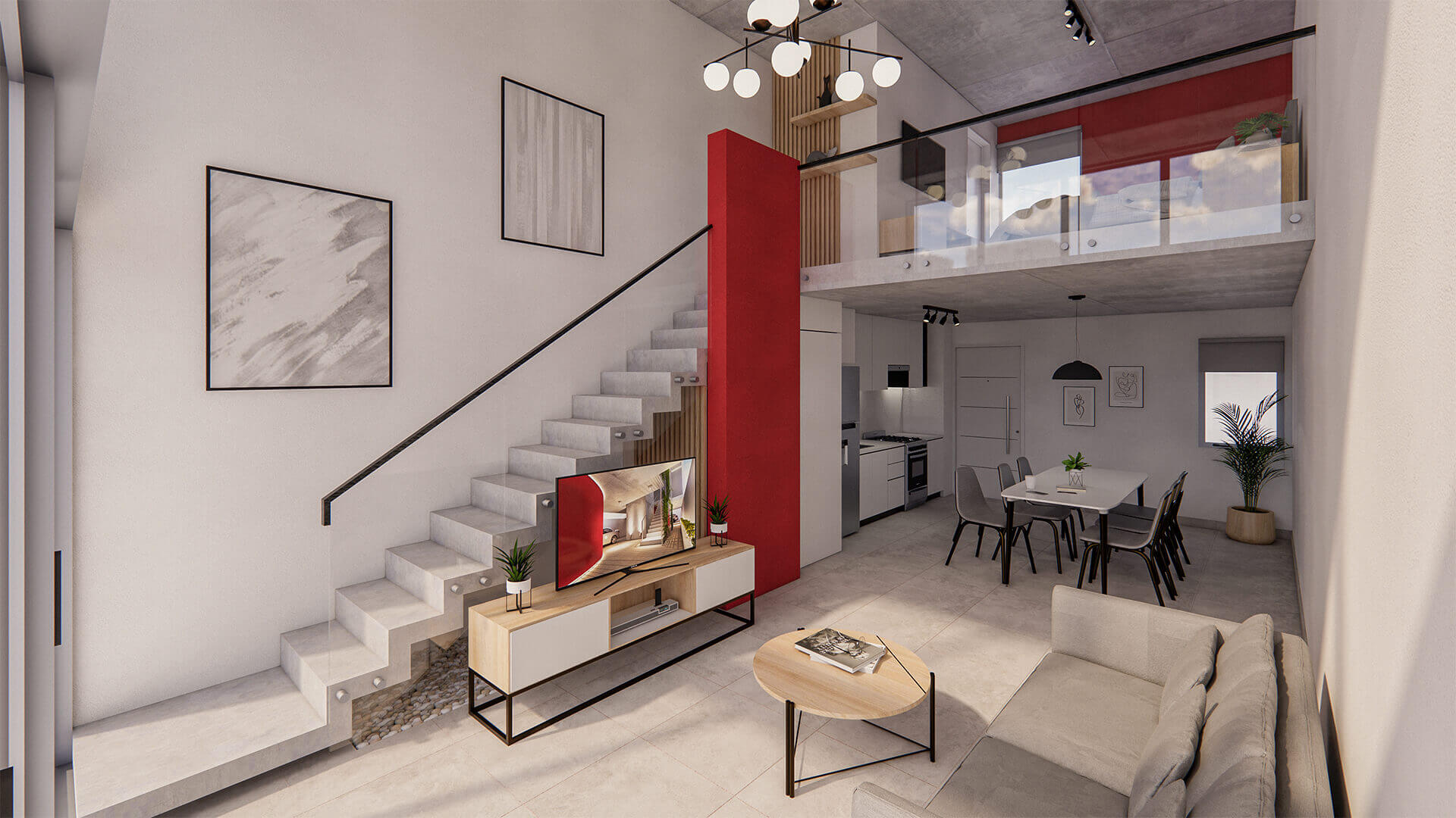 Imagen del interior del departamento tres ambientes del proyecto Paroissien 4646